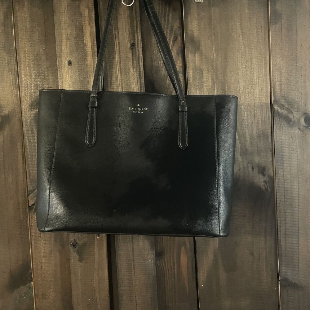 Kate Spade Black Saffiano Leather Laptop Tote Bag Work Business Shoulder Handbag